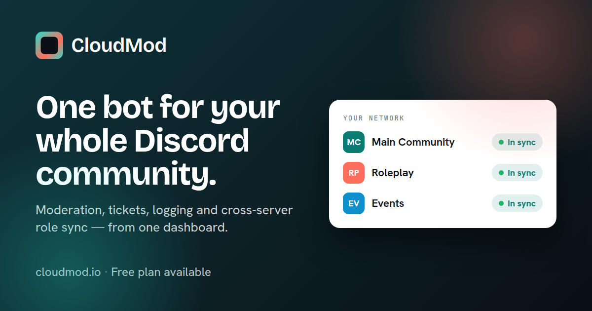 CloudMod social card A · Signal: One bot for your whole Discord community.